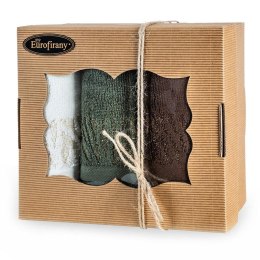 Komplet ręczników Margo 3 szt 50x90 biały brązowy beżowy zestaw upominkowy 500g/m2 T/0757 Eurofirany
