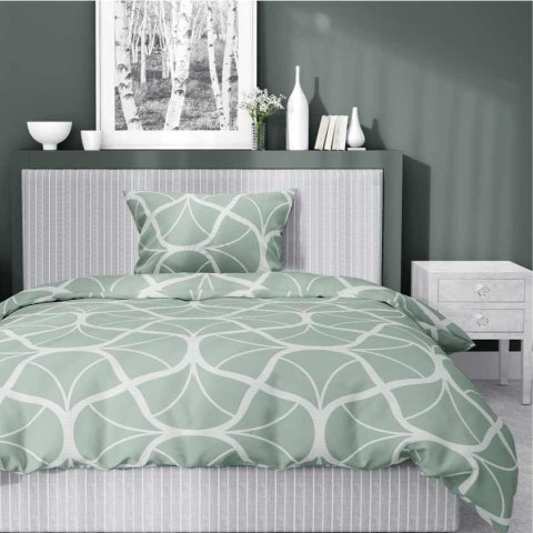 Pościel satynowa 140x200 5232 A seledynowa ciemna kremowa geometria z jedną poszewką Home Satin 59 Pościel satynowa 140x200 5232 A seledynowa ciemna kremowa geometria z jedną poszewką Home Satin 59