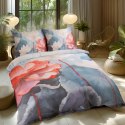 Pościel satynowa 140x200 Kwiaty niebieska czerwona 12406 SATYNLOVE PREMIUM Pościel satynowa 140x200 Kwiaty niebieska czerwona 12406 SATYNLOVE PREMIUM