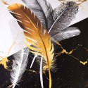Pościel satynowa 160x200 22404 biała czarna złota pióra bawełniana Panel