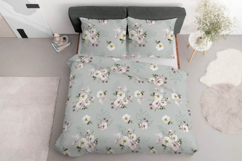 Pościel satynowa 160x200 5233 A szara biała różowa kwiaty Home Satin 59 Pościel satynowa 160x200 5233 A szara biała różowa kwiaty Home Satin 59