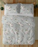 Pościel satynowa 160x200 5233 A szara biała różowa kwiaty Home Satin 59
