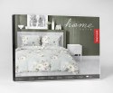 Pościel satynowa 160x200 5233 A szara biała różowa kwiaty Home Satin 59