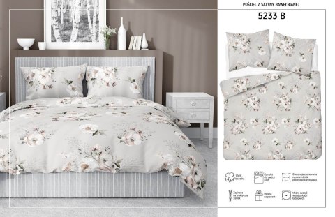 Pościel satynowa 160x200 5233 B beżowa cappuccino biała pudrowa kwiaty Home Satin 59 Pościel satynowa 160x200 5233 B beżowa cappuccino biała pudrowa kwiaty Home Satin 59