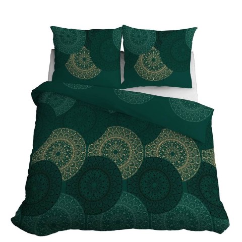 Pościel satynowa 180x200 4824 A zielona butelkowa złota geometria Home Satin 59 Pościel satynowa 180x200 4824 A zielona butelkowa złota geometria Home Satin 59