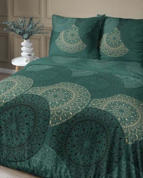 Pościel satynowa 180x200 4824 A zielona butelkowa złota geometria Home Satin 59 Pościel satynowa 180x200 4824 A zielona butelkowa złota geometria Home Satin 59