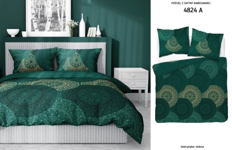 Pościel satynowa 180x200 4824 A zielona butelkowa złota geometria Home Satin 59 Pościel satynowa 180x200 4824 A zielona butelkowa złota geometria Home Satin 59