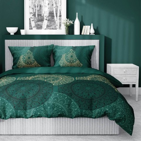 Pościel satynowa 180x200 4824 A zielona butelkowa złota geometria Home Satin 59 Pościel satynowa 180x200 4824 A zielona butelkowa złota geometria Home Satin 59
