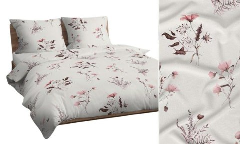 Poszewka bawełniana 50x60 biała różowa kwiaty liście 4837 B bawełna Max Poszewka bawełniana 50x60 biała różowa kwiaty liście 4837 B bawełna Max