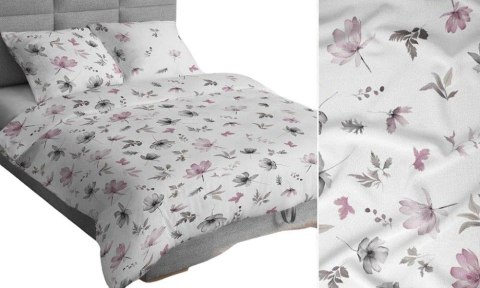 Poszewka bawełniana 50x60 biała różowa szara kwiaty liście 4892 B bawełna Max Poszewka bawełniana 50x60 biała różowa szara kwiaty liście 4892 B bawełna Max