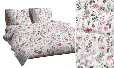 Poszewka bawełniana 70x80 biała różowa szara kwiaty liście 3460 C bawełna Max Poszewka bawełniana 70x80 biała różowa szara kwiaty liście 3460 C bawełna Max