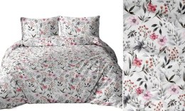 Poszewka bawełniana 70x80 biała różowa szara kwiaty liście 5046 B bawełna Max
