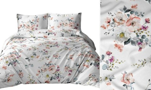 Poszewka bawełniana 70x80 biała szara wielokolorowa kwiaty liście 3254 D bawełna Max Poszewka bawełniana 70x80 biała szara wielokolorowa kwiaty liście 3254 D bawełna Max
