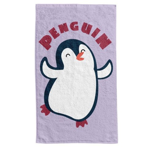 Ręczniczek do przedszkola 30x50 Pingwinek fioletowy biały bawełniany 350g/m2 Ręczniczek do przedszkola 30x50 Pingwinek fioletowy biały bawełniany 350g/m2