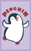 Ręczniczek do przedszkola 30x50 Pingwinek fioletowy biały bawełniany 350g/m2 Ręczniczek do przedszkola 30x50 Pingwinek fioletowy biały bawełniany 350g/m2