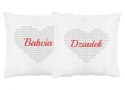 Dla Babci i Dziadka Komplet 2 szt poduszek 40x40 biała serce napisy antyalergiczne 260g Dla Babci i Dziadka Komplet 2 szt poduszek 40x40 biała serce napisy antyalergiczne 260g