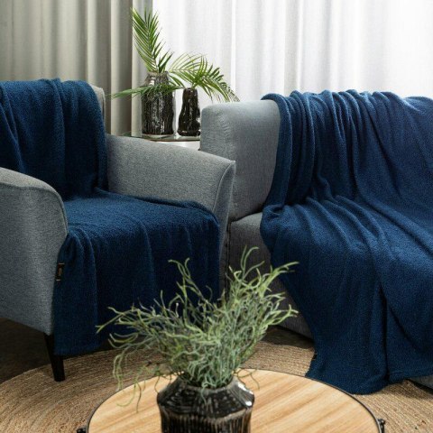 Koc narzuta 150x200 Bukla 2 granatowy baranek z mikrofibry Eurofirany Koc narzuta 150x200 Bukla 2 granatowy baranek z mikrofibry Eurofirany