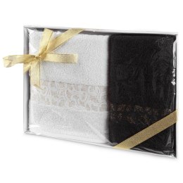 Komplet ręczników w pudełku Blink 1szt. 50x90 1szt. 70x140 biały czarny 450g/m2 Eurofirany