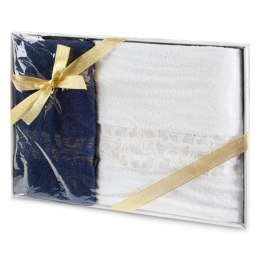 Komplet ręczników w pudełku Blink 1szt. 50x90 1szt. 70x140 biały granatowy 450g/m2 Eurofirany