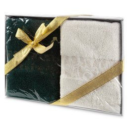 Komplet ręczników w pudełku Blink 2szt. 50x90 kremowy zielony butelkowy 450g/m2 Eurofirany