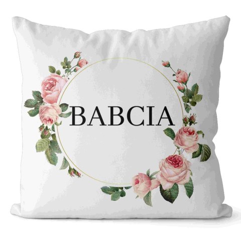 Poduszka bawełniana 43x43 biała kwiaty Babcia Poduszka bawełniana 43x43 biała kwiaty Babcia