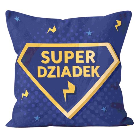 Poduszka bawełniana 43x43 fioletowa żółta Super Dziadek Poduszka bawełniana 43x43 fioletowa żółta Super Dziadek