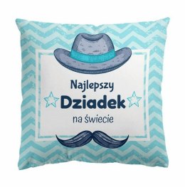 Poduszka bawełniana 43x43 niebieska jasna Najlepszy Dziadek