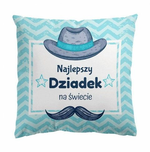 Poduszka bawełniana 43x43 niebieska jasna Najlepszy Dziadek Poduszka bawełniana 43x43 niebieska jasna Najlepszy Dziadek