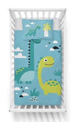 Pościel bawełniana 100x135 5135 A Dinozaury niebieska zielona dziecięca do łóżeczka jedna poszewka 40x60 Mayamoo 26