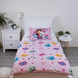 Pościel bawełniana 100x135 Koci domek Gabi różowa poszewka 40x60 Gabby`s Dollhouse JF24