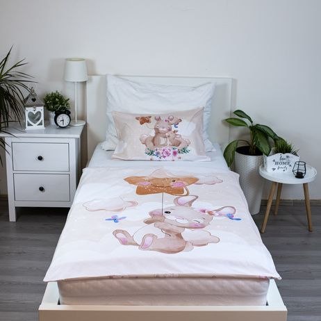 Pościel bawełniana 100x135 Króliczek Gwiazdka beżowa poszewka 40x60 JF24 Pościel bawełniana 100x135 Króliczek Gwiazdka beżowa poszewka 40x60 JF24