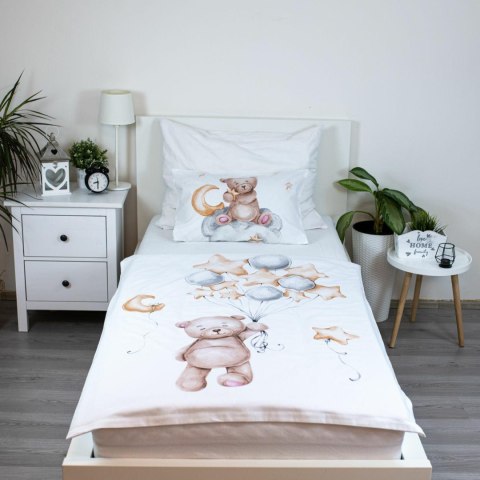 Pościel bawełniana 100x135 Miś baloniki biała beżowa poszewka 40x60 JF24 Pościel bawełniana 100x135 Miś baloniki biała beżowa poszewka 40x60 JF24