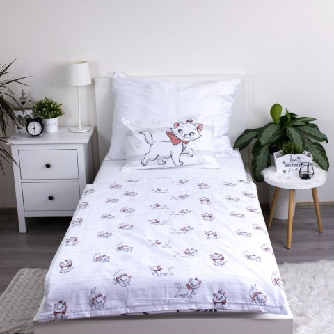 Pościel bawełniana 100x135 kotek Marie Cat Bow biała szara poszewka 40x60 JF24 Pościel bawełniana 100x135 kotek Marie Cat Bow biała szara poszewka 40x60 JF24