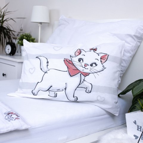 Pościel bawełniana 100x135 kotek Marie Cat Bow biała szara poszewka 40x60 JF24 Pościel bawełniana 100x135 kotek Marie Cat Bow biała szara poszewka 40x60 JF24