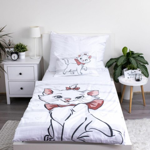 Pościel bawełniana 100x135 kotek Marie Cat Bow biała szara poszewka 40x60 JF24 Pościel bawełniana 100x135 kotek Marie Cat Bow biała szara poszewka 40x60 JF24