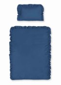 Pościel bawełniana 100x135 niebieski ciemny dziecięca jednobarwna z falbanką Mayamoo 35 Pościel bawełniana 100x135 niebieski ciemny dziecięca jednobarwna z falbanką Mayamoo 35