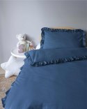 Pościel bawełniana 100x135 niebieski ciemny dziecięca jednobarwna z falbanką Mayamoo 35 Pościel bawełniana 100x135 niebieski ciemny dziecięca jednobarwna z falbanką Mayamoo 35