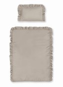 Pościel bawełniana 100x135 taupe dziecięca jednobarwna z falbanką Mayamoo 35 Pościel bawełniana 100x135 taupe dziecięca jednobarwna z falbanką Mayamoo 35