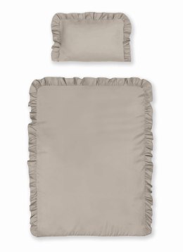 Pościel bawełniana 100x135 taupe dziecięca jednobarwna z falbanką Mayamoo 35