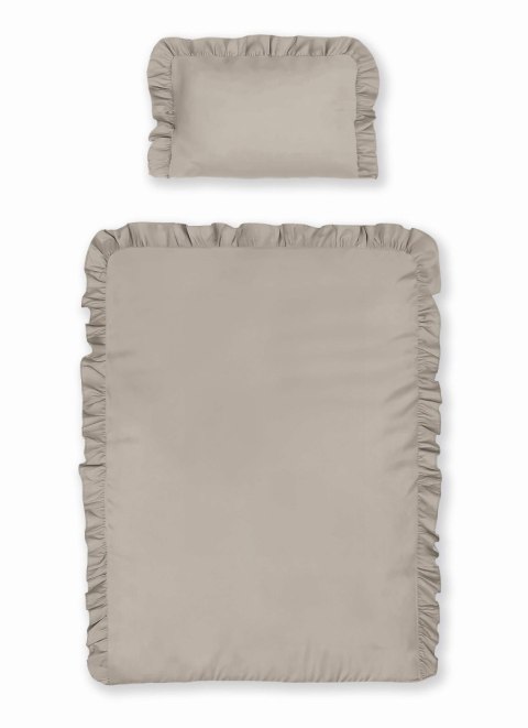 Pościel bawełniana 100x135 taupe dziecięca jednobarwna z falbanką Mayamoo 35 Pościel bawełniana 100x135 taupe dziecięca jednobarwna z falbanką Mayamoo 35