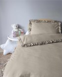 Pościel bawełniana 100x135 taupe dziecięca jednobarwna z falbanką Mayamoo 35 Pościel bawełniana 100x135 taupe dziecięca jednobarwna z falbanką Mayamoo 35