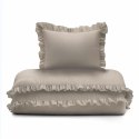 Pościel bawełniana 100x135 taupe dziecięca jednobarwna z falbanką Mayamoo 35 Pościel bawełniana 100x135 taupe dziecięca jednobarwna z falbanką Mayamoo 35