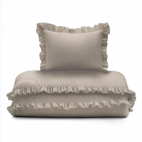 Pościel bawełniana 100x135 taupe dziecięca jednobarwna z falbanką Mayamoo 35 Pościel bawełniana 100x135 taupe dziecięca jednobarwna z falbanką Mayamoo 35