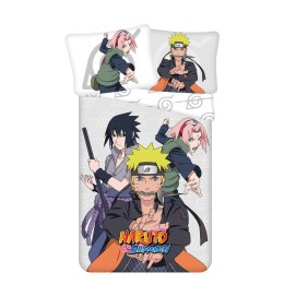 Pościel bawełniana 140x200 Naruto szara kolorowa poszewka 70x90 JF24