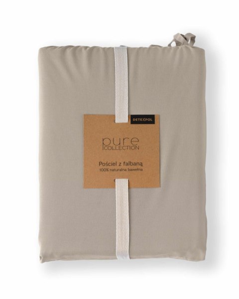 Pościel bawełniana 160x200 taupe jednobarwna z falbanką Pure 23 Pościel bawełniana 160x200 taupe jednobarwna z falbanką Pure 23