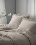 Pościel bawełniana 160x200 taupe jednobarwna z falbanką Pure 23 Pościel bawełniana 160x200 taupe jednobarwna z falbanką Pure 23