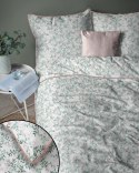 Pościel bawełniana 220x200 5237 B biała różowa zielona Lame Percale Pościel bawełniana 220x200 5237 B biała różowa zielona Lame Percale