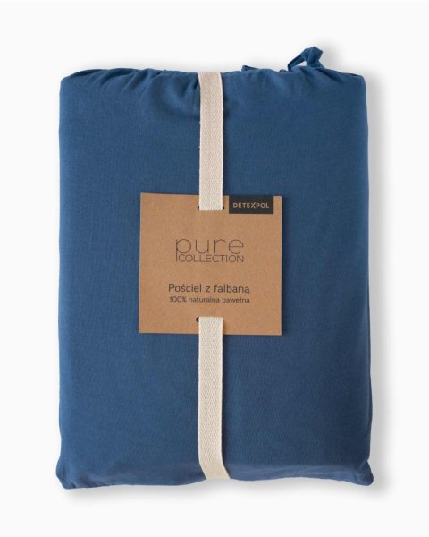 Pościel bawełniana 220x200 denim jednobarwna z falbanką Pure 23 Pościel bawełniana 220x200 denim jednobarwna z falbanką Pure 23
