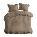 Pościel bawełniana 220x200 taupe jednobarwna z falbanką Pure 23 Pościel bawełniana 220x200 taupe jednobarwna z falbanką Pure 23