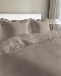 Pościel bawełniana 220x200 taupe jednobarwna z falbanką Pure 23 Pościel bawełniana 220x200 taupe jednobarwna z falbanką Pure 23